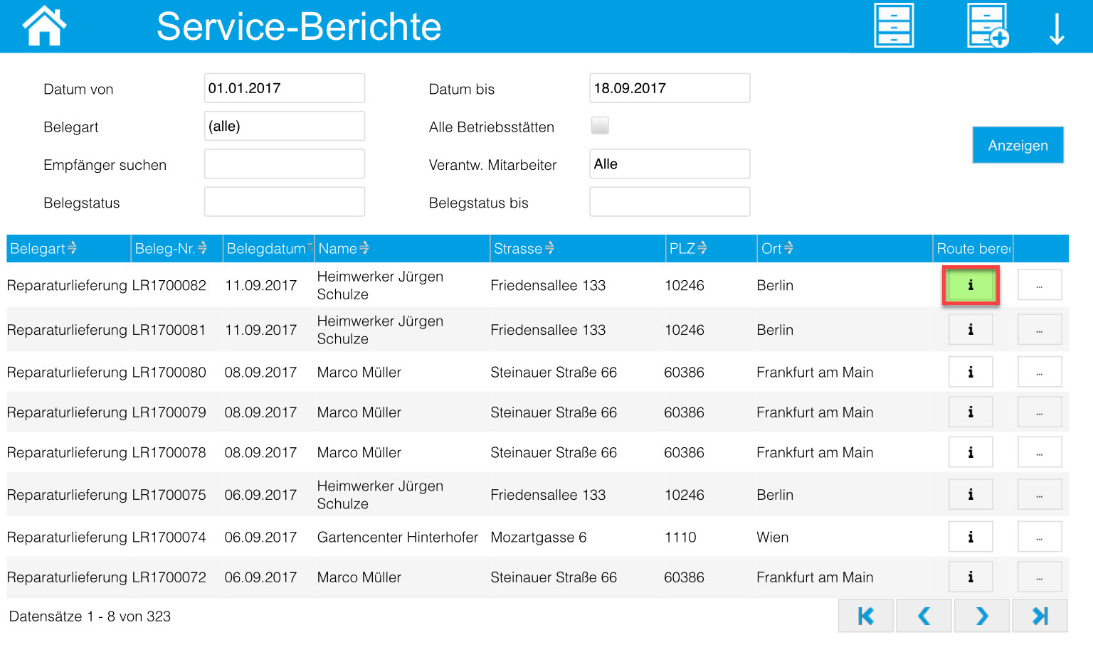Service-Berichte - Logik der Standortsuche 0