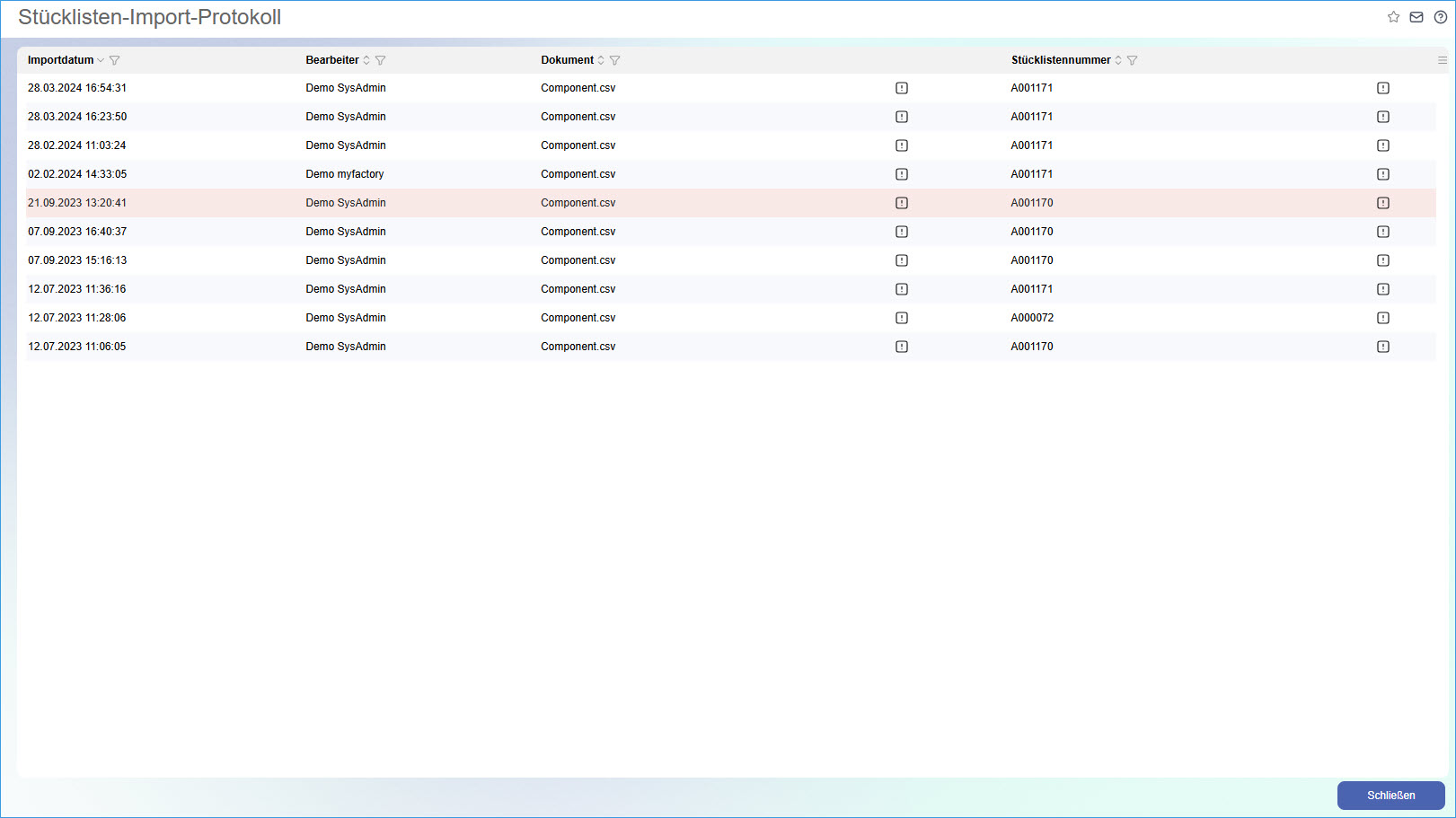 Stücklisten-Import-Protokoll 0