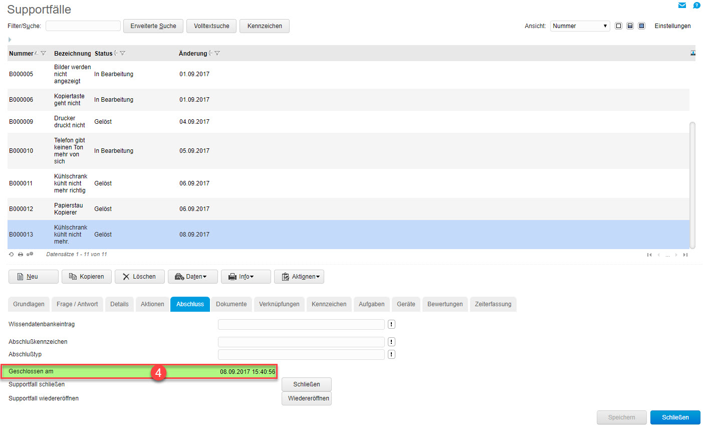 Service-Bericht über Supportfall erstellen  7