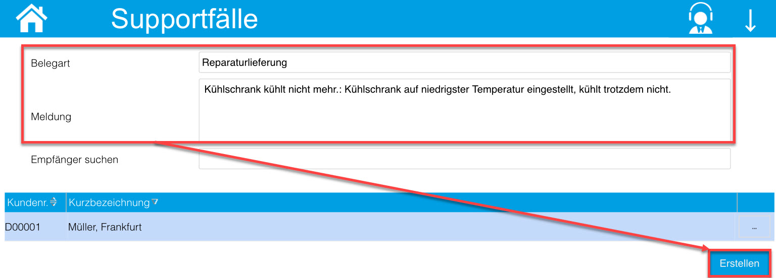 Service-Bericht über Supportfall erstellen  2