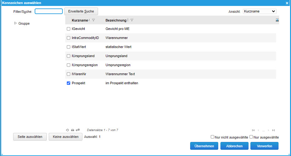 Konfiguration Kennzeichen 1