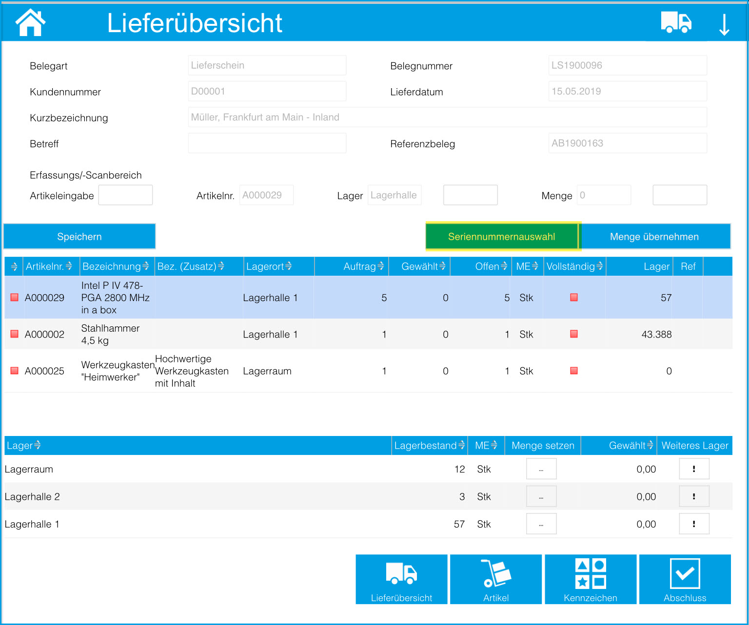 Kommissionierungsaufträge / Lieferübersicht 16