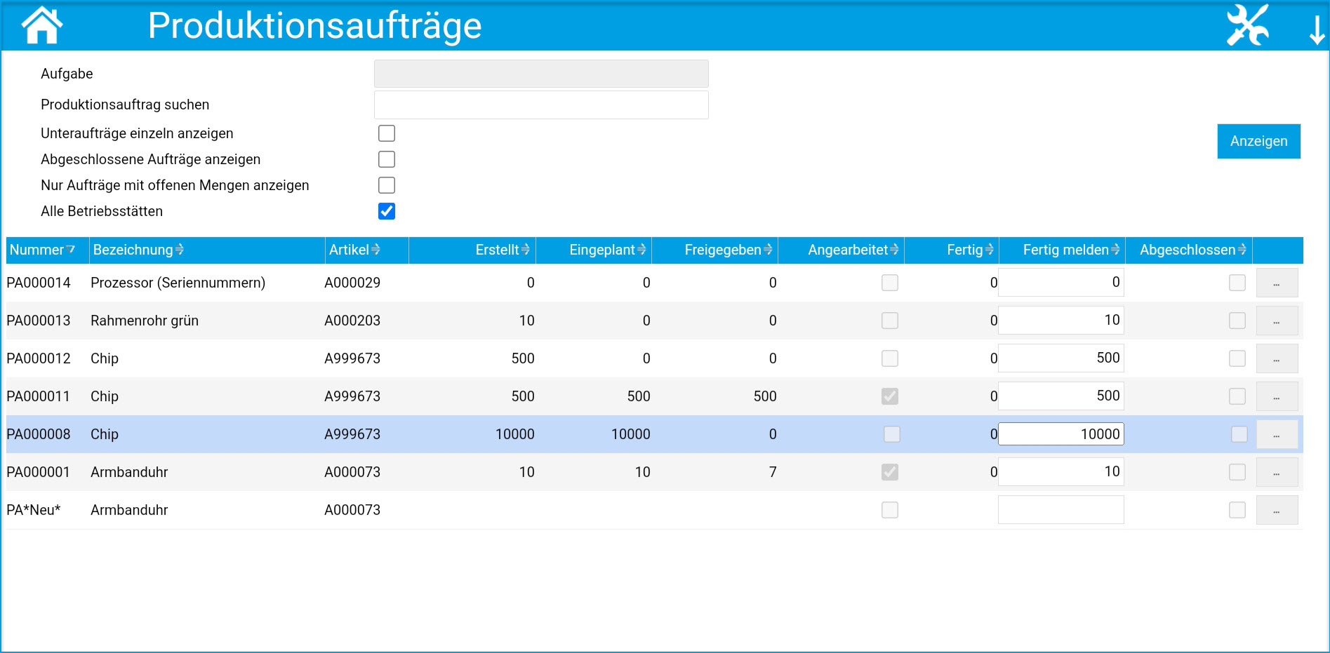 Produktionsaufträge 0