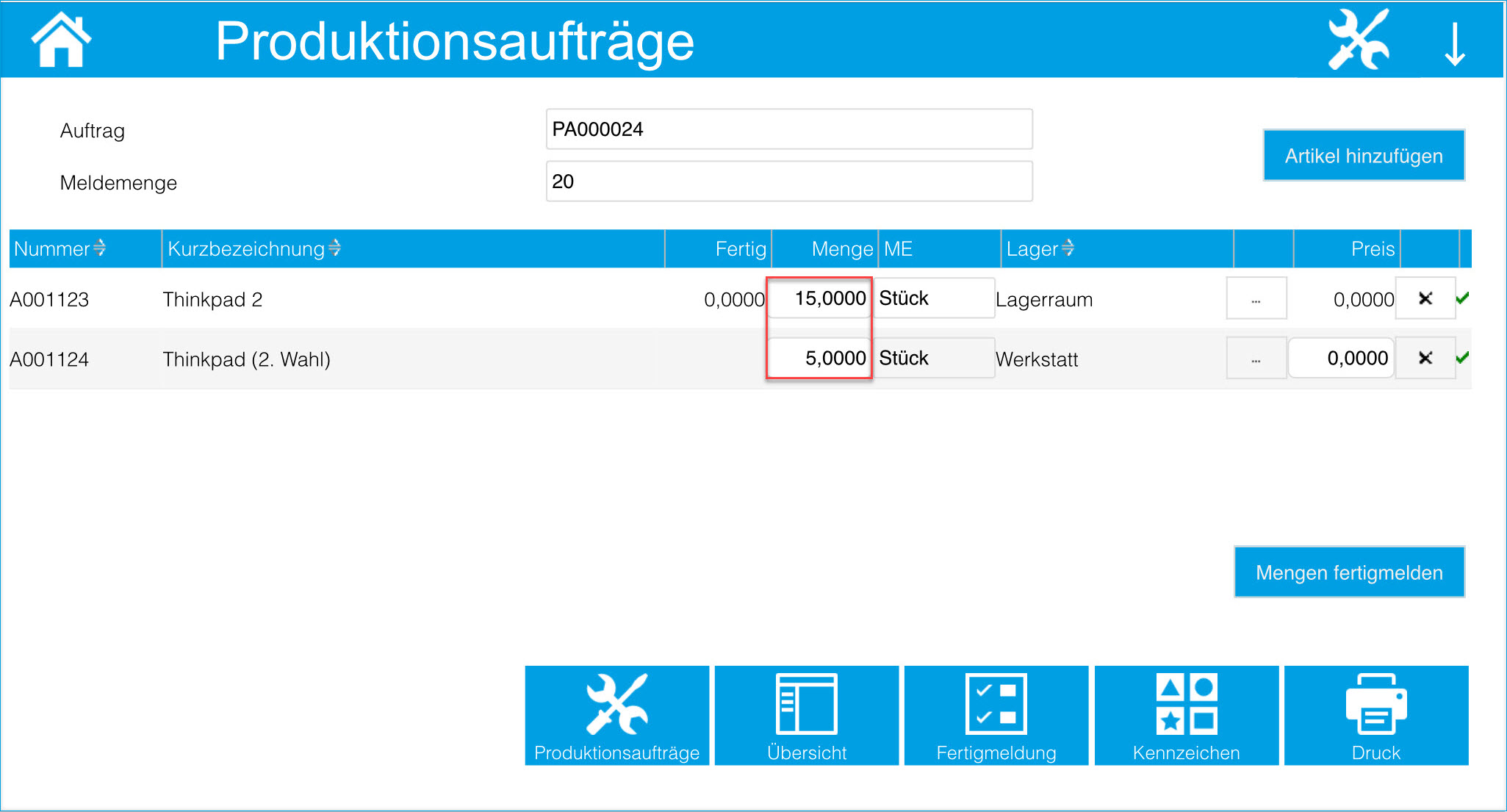 Konfiguration Produktionsaufträge 1