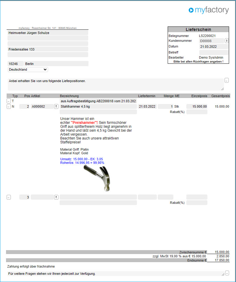 Teilrechnung mit Ausweis in Schlussrechnung 4