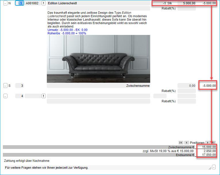 Teilrechnung mit Ausweis in Schlussrechnung 10