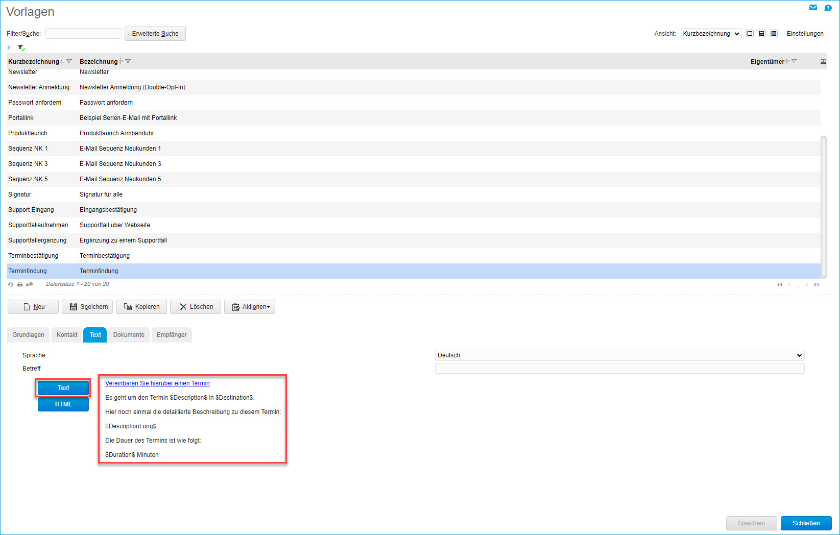 Digitalisierungstemplate: Terminvorschläge verschicken 2