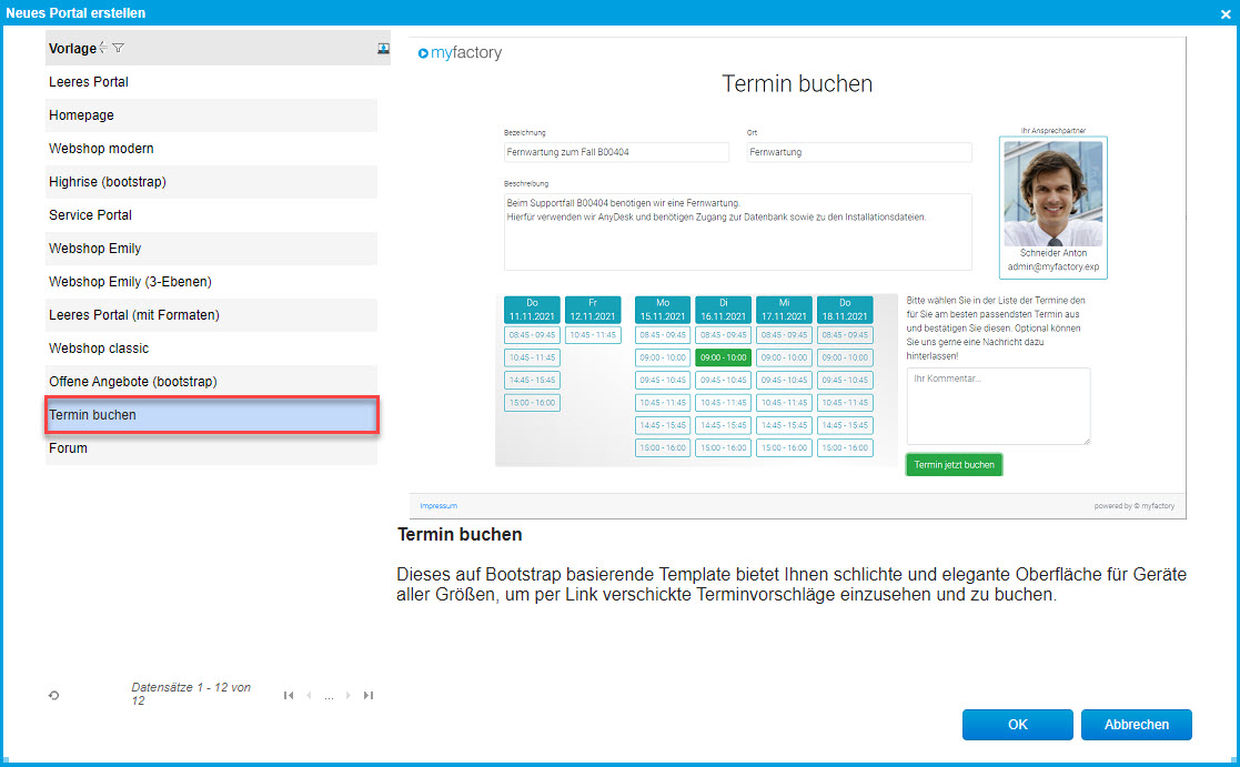 Digitalisierungstemplate: Terminvorschläge verschicken 0