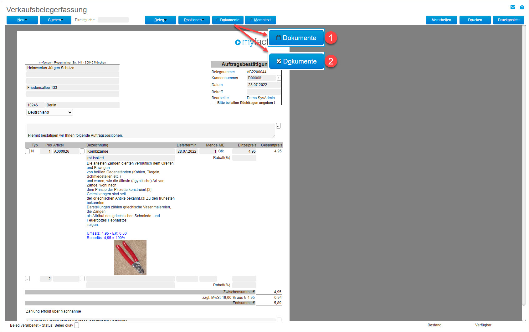 Schaltfläche Dokumente 0
