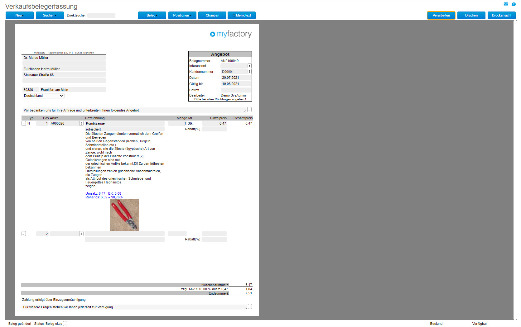 Digitalisierungstemplate: Angebote Annehmen per Webportal 19