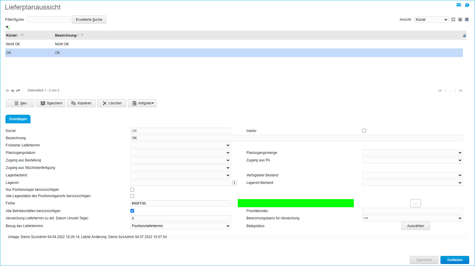 Lieferplanaussicht 1