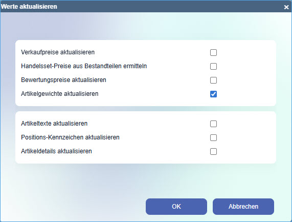 Werte aktualisieren 0