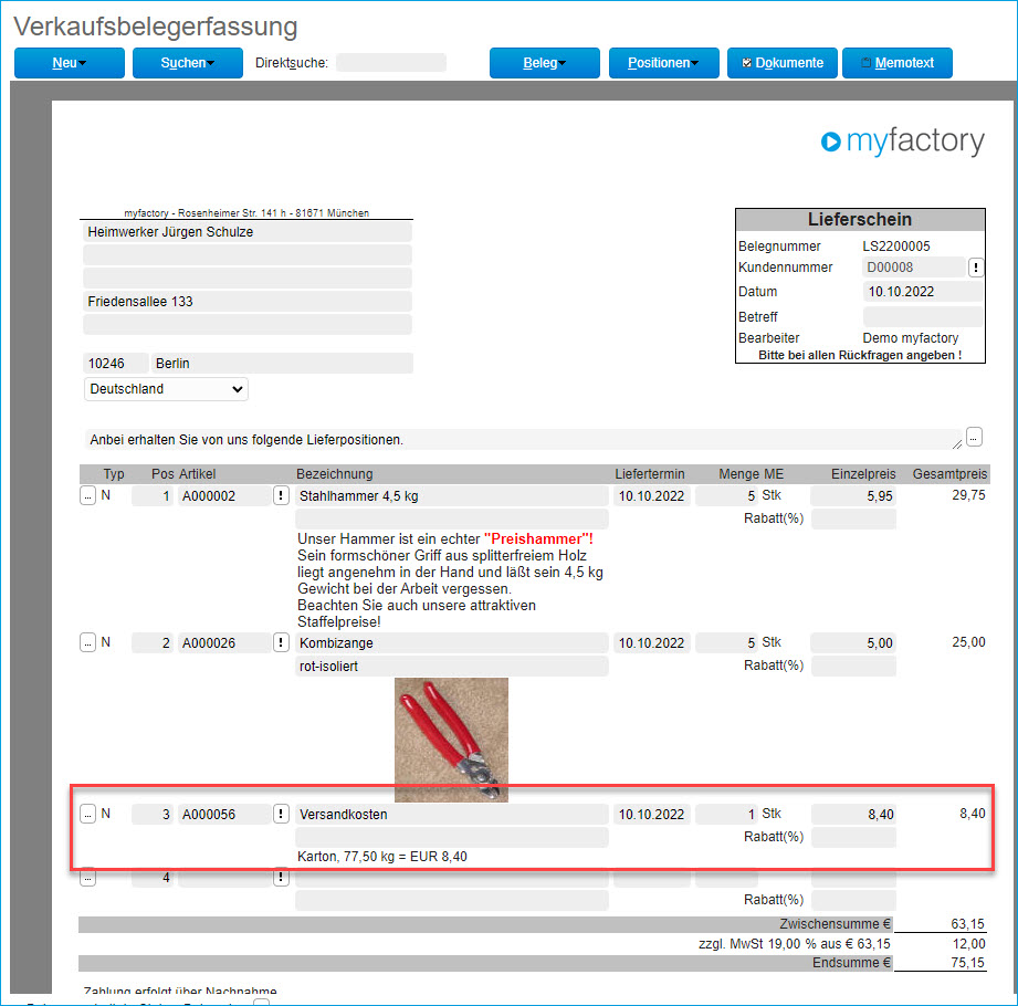 Register Verpackungsdialog 1