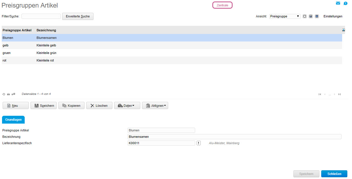 Preisgruppen Artikel 0