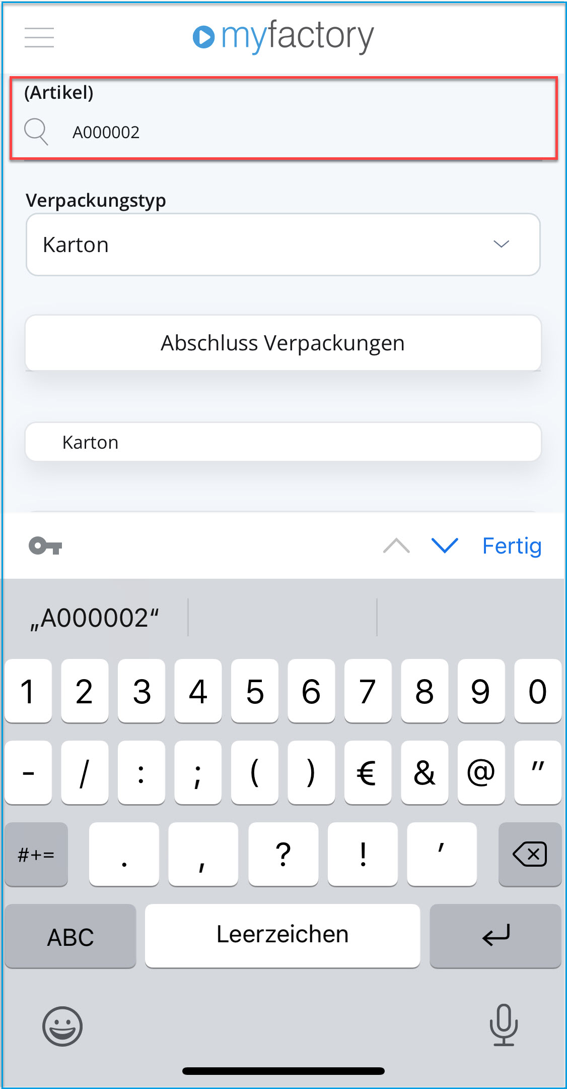 Mobiler Verpackungsdialog - Bedienung 6