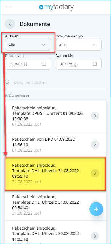 Mobiler Verpackungsdialog - Bedienung 14