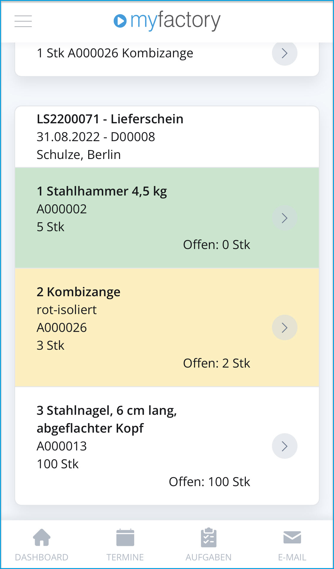 Mobiler Verpackungsdialog - Bedienung 10