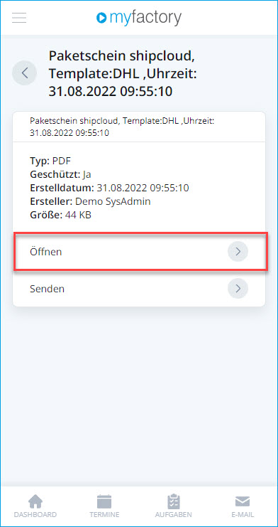 Mobiler Verpackungsdialog - Bedienung 15