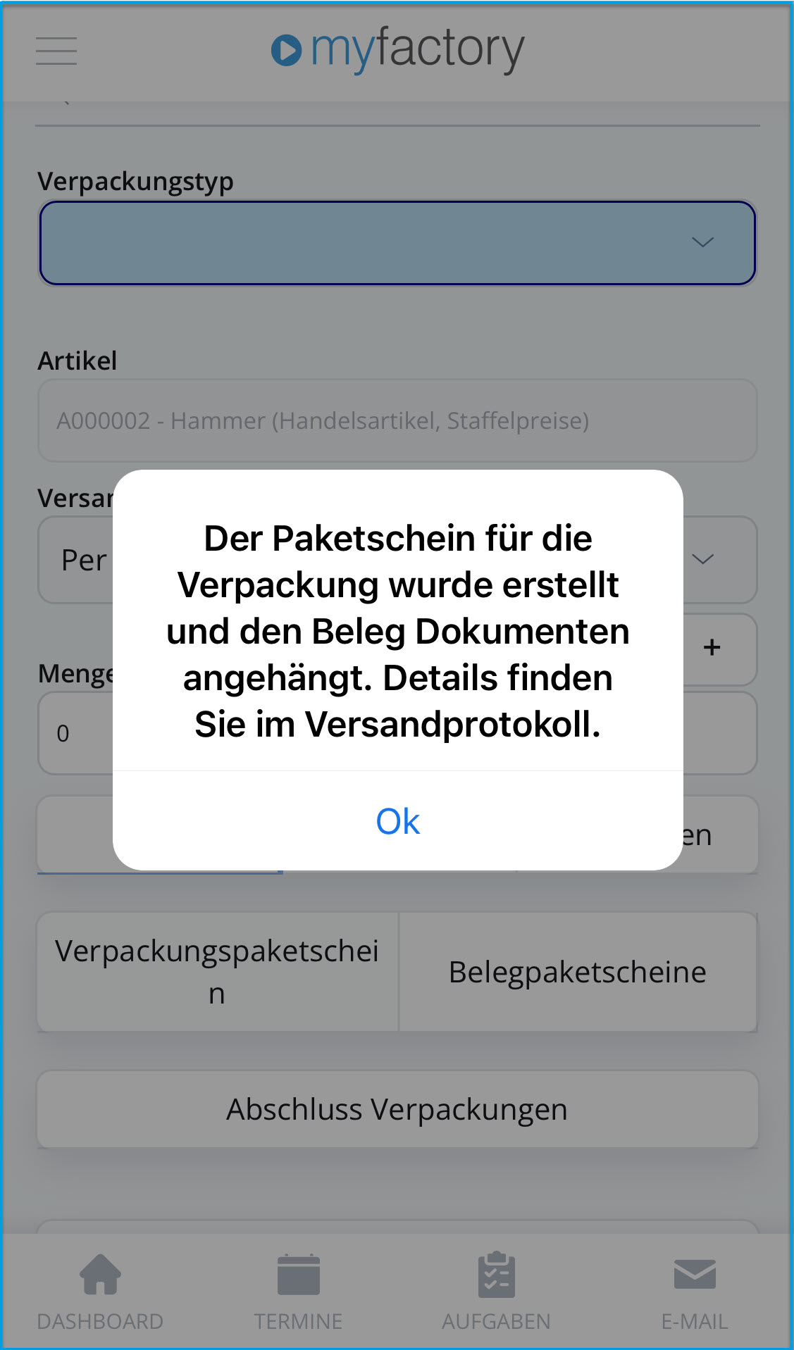 Mobiler Verpackungsdialog - Bedienung 12