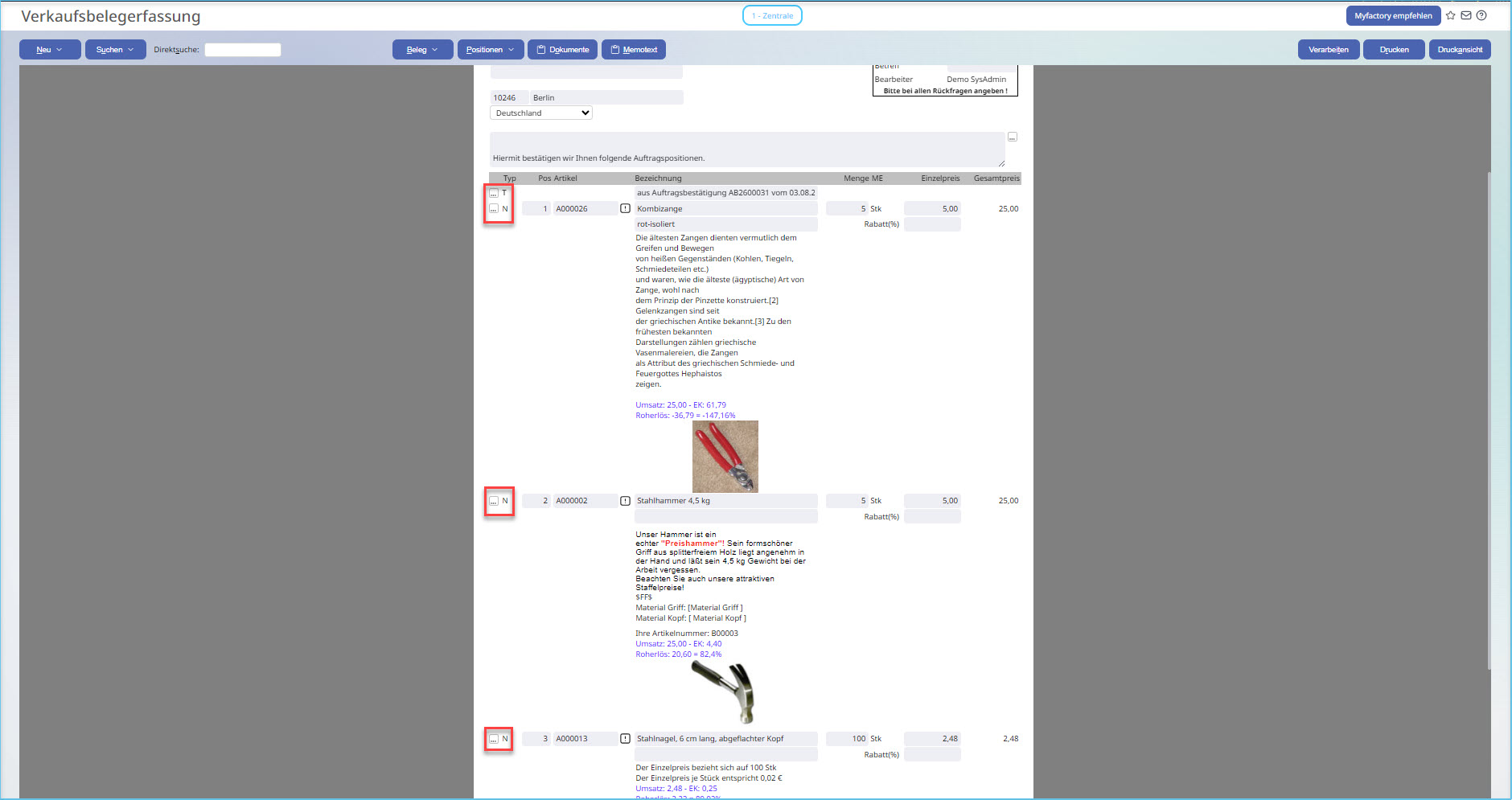 Register Verkauf 10