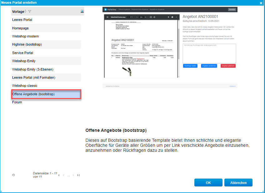 Digitalisierungstemplate: Angebote Annehmen per Webportal 2