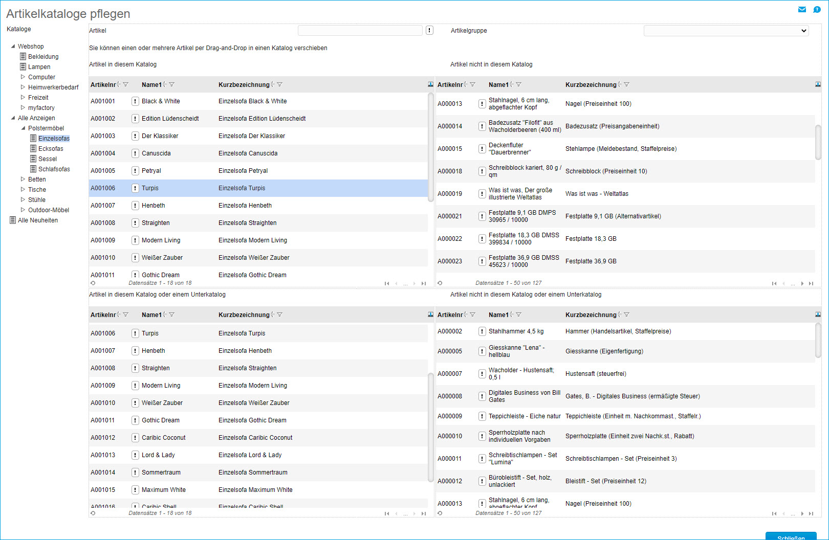 Artikelkataloge pflegen 0