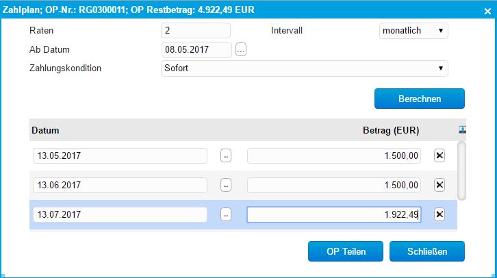 Offene Posten - Schaltfläche 