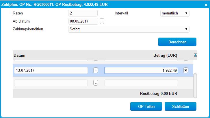 Offene Posten - Schaltfläche 
