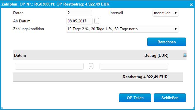 Offene Posten - Schaltfläche 