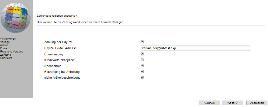 Artikel einstellen 7
