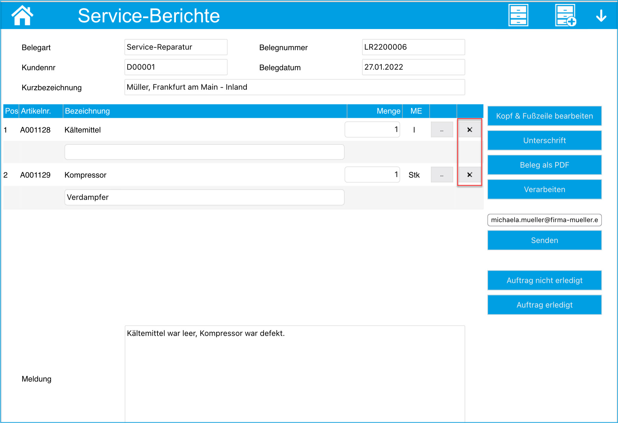 Konfiguration Service-Berichte 5